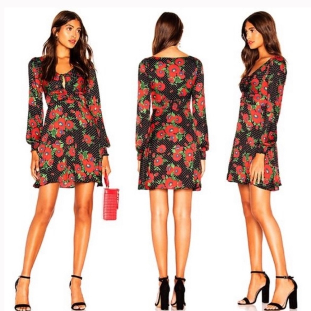 Free People Morning Light Mini Dress‎ in Black Combo